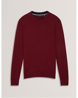 Ted Baker Merino Blend Crew Neck Jumper - Red