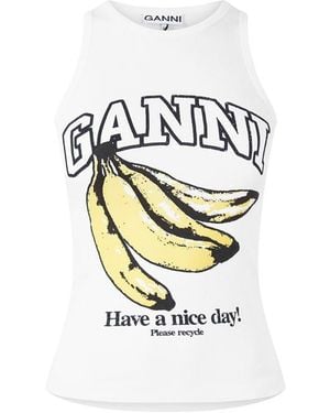 Ganni Rib Tank Vest - White