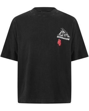 God Made Gm Logo Wrap Regular Fit T-Shirt - Black