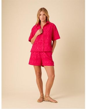 Nobody's Child Bennie Short Sleeve Plain Relaxed Fit Shirt - Red