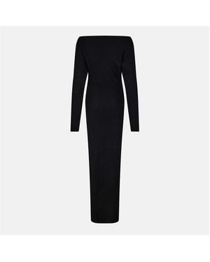 Naked Wardrobe Knit Off-Shoulder Jumper Maxi Dress - Black