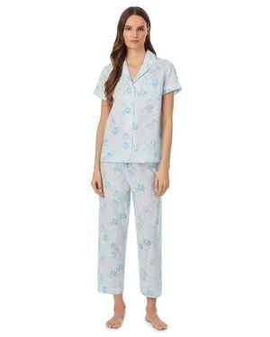 Ralph Lauren Knitted Short Sleeve Pyjama Set - Blue