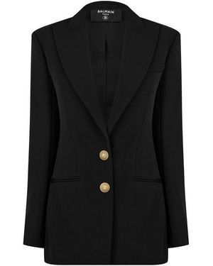 Balmain Single-Breasted-Tone Button Long Sleeve Blazer - Black