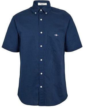 GANT Classic Poplin Short Sleeve Shirt - Blue