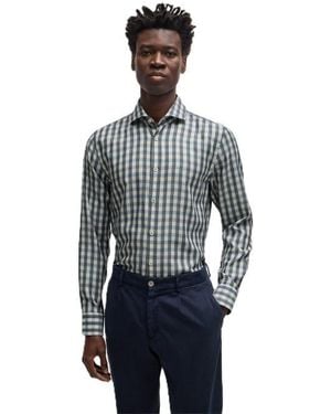 BOSS Long Sleeve Oxford Shirt - Grey