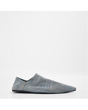 Balenciaga Pointed Denim Mules - Grey