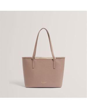 Ted Baker Small Leather Shopper Tote Bag - Natural