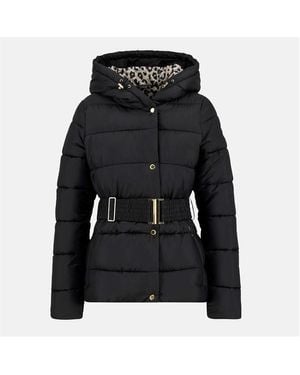 Barbour Track Line Detachable Hood Long Sleeve Short Puffer Jacket - Black