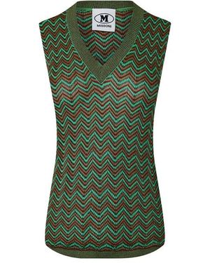 Missoni Zig Zag Knitted Tank Vest - Blue
