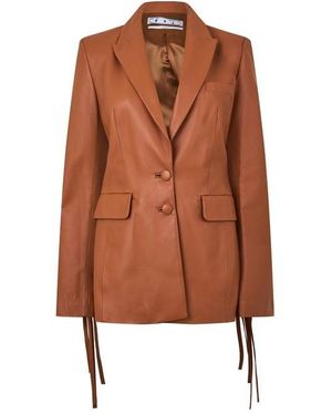 Off-White c/o Virgil Abloh Leather Jacket - Brown