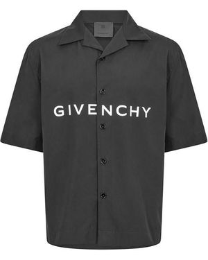 Givenchy Giv Boxy Fit Short Sleeve Plain Shirt - Black