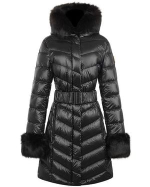 ARCTIC ARMY Faux Fur Long Sleeve Long Puffer Jacket - Black