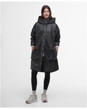 Barbour Atlas Hooded Long Sleeve Knee Length Rain Anorak - Black