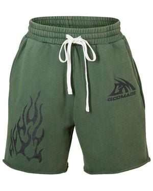 God Made Fleece Jogger Shorts - Green