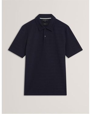 Ted Baker Textured Short Sleeve Polo Shirt - Blue