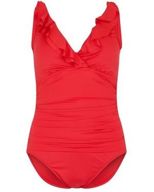 Ralph Lauren Ruffle-Trim One-Piece - Red