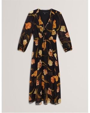 Ted Baker Plain Midi Tea Dress - Black