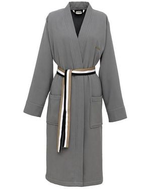 HUGO Kimono-Style Cotton Bathrobe - Grey