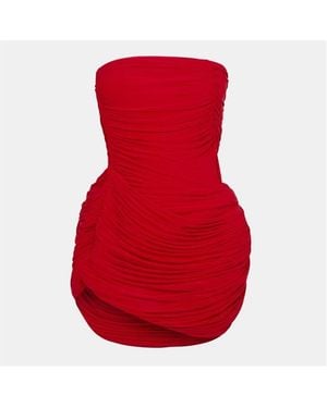 Magda Butrym Ruched Cupro Mini Dress - Red