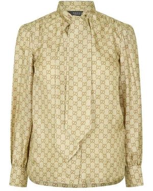 Gucci Gg Silk Shirt Ld62 - Natural
