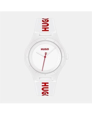 HUGO #Lit Silicone Strap Watch - Red