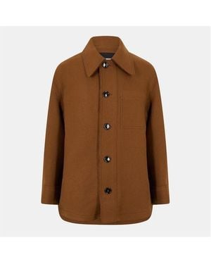 Ami Paris Wool Structured Overshirt - Brown