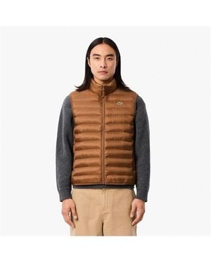 Lacoste Water-Repellent Padded Gilet - Brown