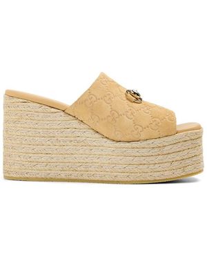 Gucci Horsebit Wedge Sandals - Natural