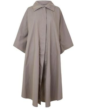 Magda Butrym Lapel Three-Quarter Sleeve Long Trench Coat - Grey