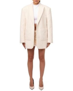 Naked Wardrobe Boucle Long Sleeve Oversized Blazer - White