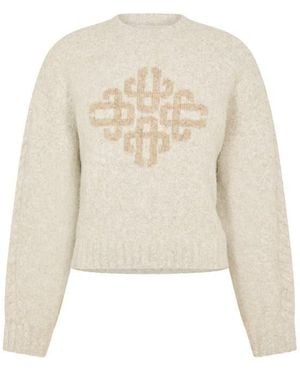 The Couture Club Embellished Buckle Crew Neck Jumper - Natural