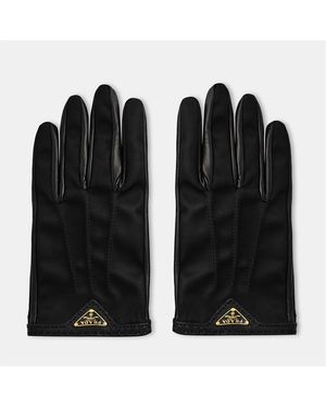 Prada Tri Glove Leather Gloves - Black