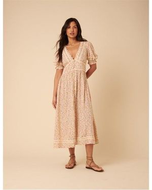 Nobody's Child Saffy Ditsy Milkmaid Dress - Natural