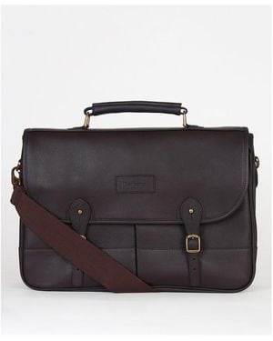 Barbour Leather Document Bag - Brown