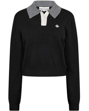 The Couture Club Striped Collar Polo Shirt - Black