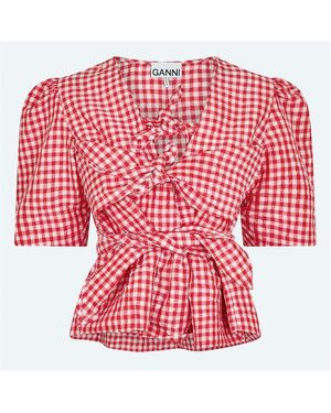 Ganni Tie Blouse - Red