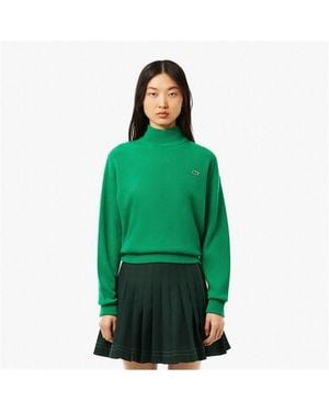 Lacoste Relaxed Fit Carded Wool High Neck Sweatshirt - Green
