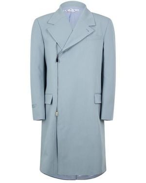 Off-White c/o Virgil Abloh Embroidered Double Wool Skate Zip Coat, Embroidered Design - Blue