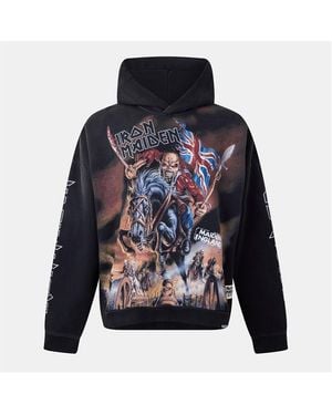 Represent X Iron Maiden Steed Cotton Long Sleeve Graphic Hoodie - Blue