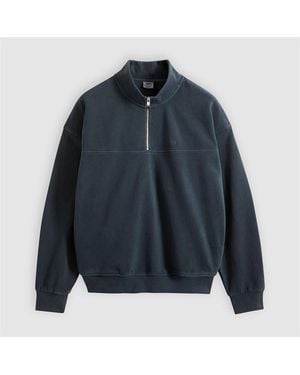 Levi's Marina Cotton 1 4 Zip Oversized Fit Fleece Top - Blue