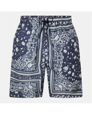 Fendi Bandana-Inspired Woven Tailored Fit Tracksuit Shorts - Blue