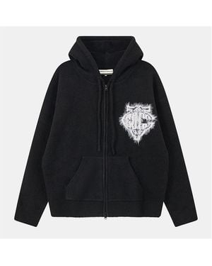 The Couture Club Fluffy Knit Zip Hoodie - Black