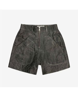 Cole Buxton Cracked Leather Shorts - Grey