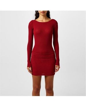 AYA MUSE Loca Ribbed Mini Dress - Red