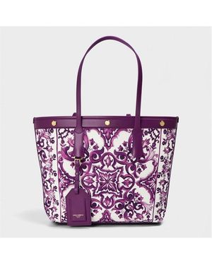 Dolce & Gabbana Maiolica Canvas Tote Bag - Purple