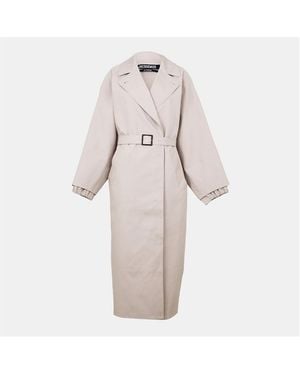 Jacquemus Jacquard Mid-Length Textured Trench Coat - Natural