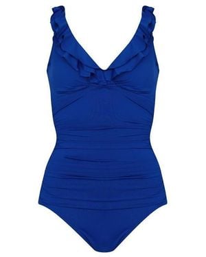 Ralph Lauren Ruffle-Trim One-Piece - Blue
