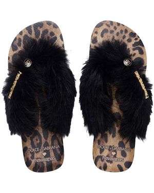 DOLCE & GABBANA X HAVAIANAS Animal Print Flip Flops - Blue