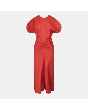 Victoria Beckham Tailored Ruched Front Midi Dress