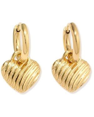 D.Louise Ridged Heart huggie Earrings - Metallic